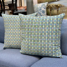 Load image into Gallery viewer, Blue &amp; Green Plaid Designer Pillow
