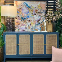 Load image into Gallery viewer, Blue &amp; Raffia 4DR Cabinet
