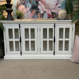 4DR White Windowpane Cabinet