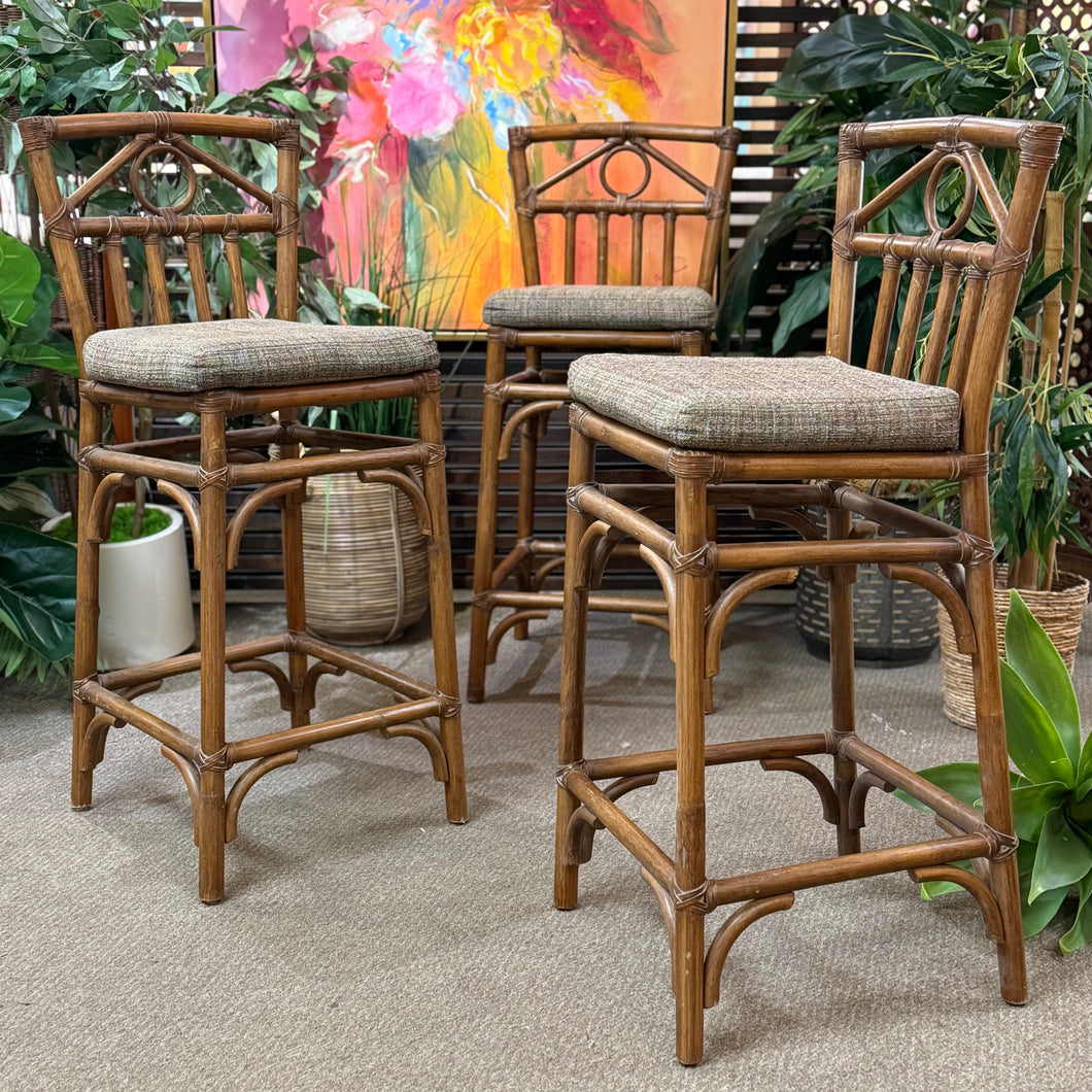 Set/3 Rattan Barstools