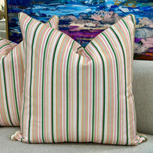 Load image into Gallery viewer, Pink/Green Striped Down Pillow
