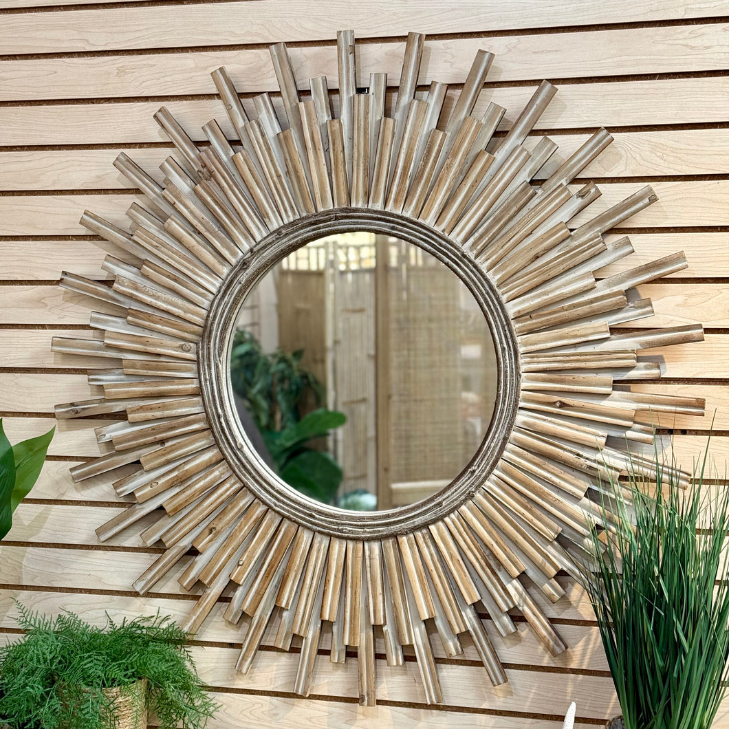 Lg Wood Starburst Mirror