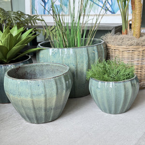 XL Verdi Ridged Ceramic Pot