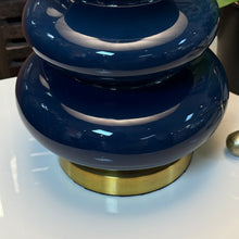 Load image into Gallery viewer, Navy Lamp W/Floral Shade
