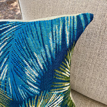 Load image into Gallery viewer, Navy Palms Outdoor Pillow
