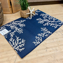 Load image into Gallery viewer, Blue &amp; White Sea Life Washable Rug
