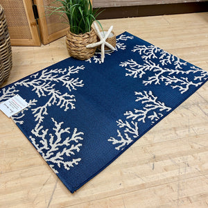 Blue & White Sea Life Washable Rug