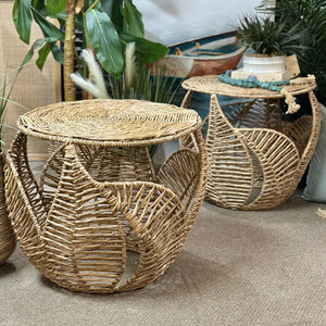 Seagrass Side Table w/Leaf Detail