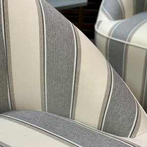 Grey Striped Swivel Chair