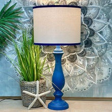 Load image into Gallery viewer, Blue Wooden Lamp
