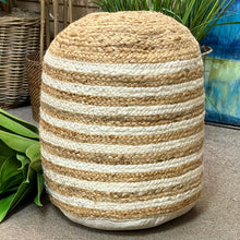 Load image into Gallery viewer, Jute/Ivory Round Pouf
