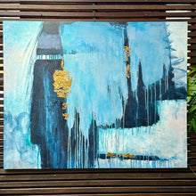 Load image into Gallery viewer, Blue &amp; Gold Hand Embellished Canvas
