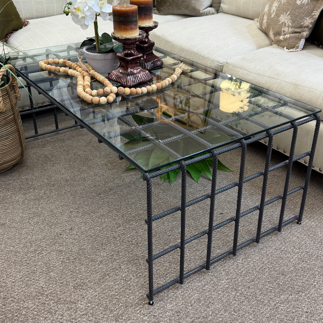 Ethan Allen Iron and Glass Coffee Table
