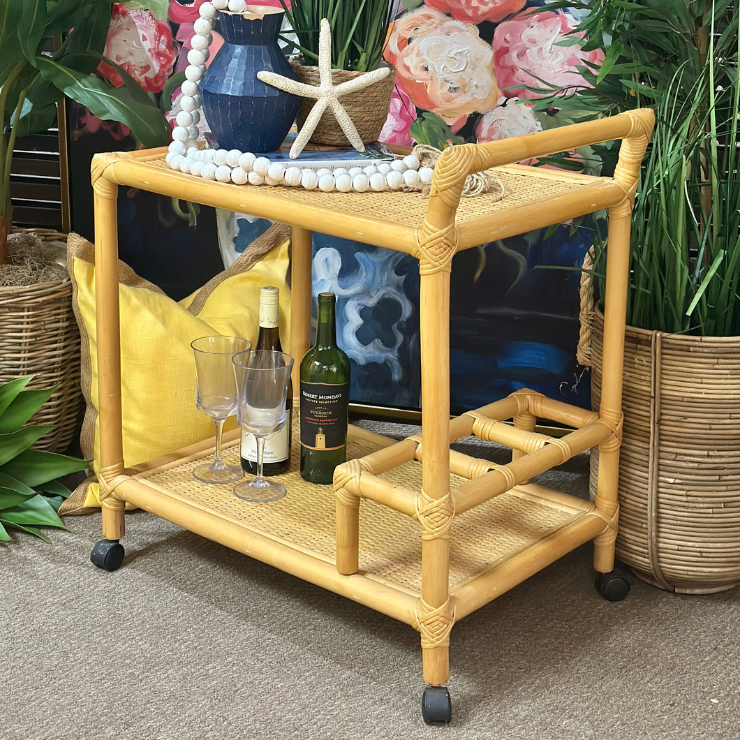 Bamboo/Wicker Bar Cart