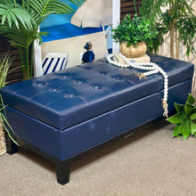 Load image into Gallery viewer, Navy Storage Ottoman
