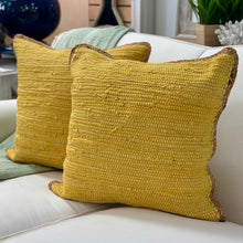 Load image into Gallery viewer, Yellow Pillow w/ Jute Trim
