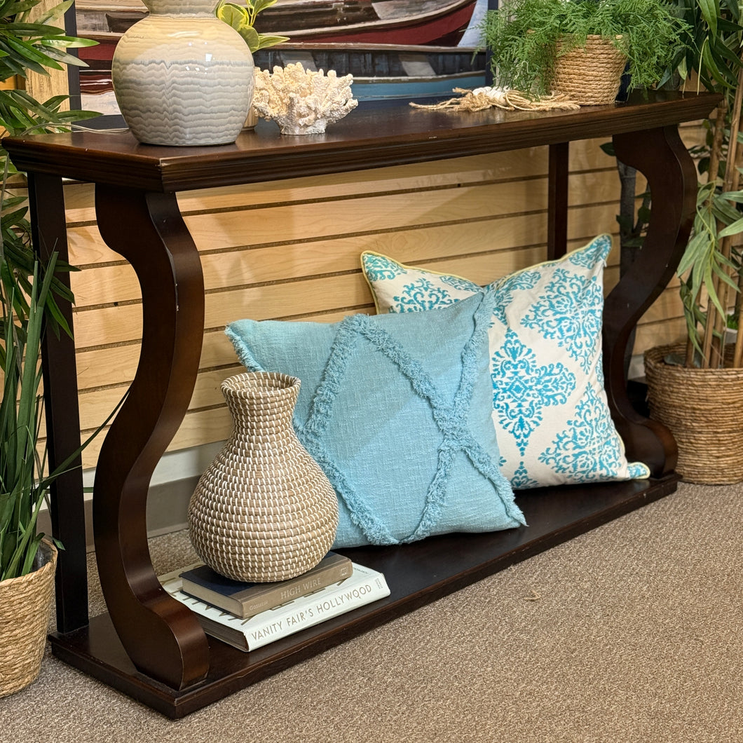 Dark Wood Scroll Console