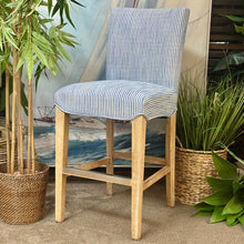 Load image into Gallery viewer, Set/2 Blue/White Striped Counter Stools
