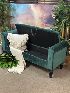 Green Velvet Storage Bench