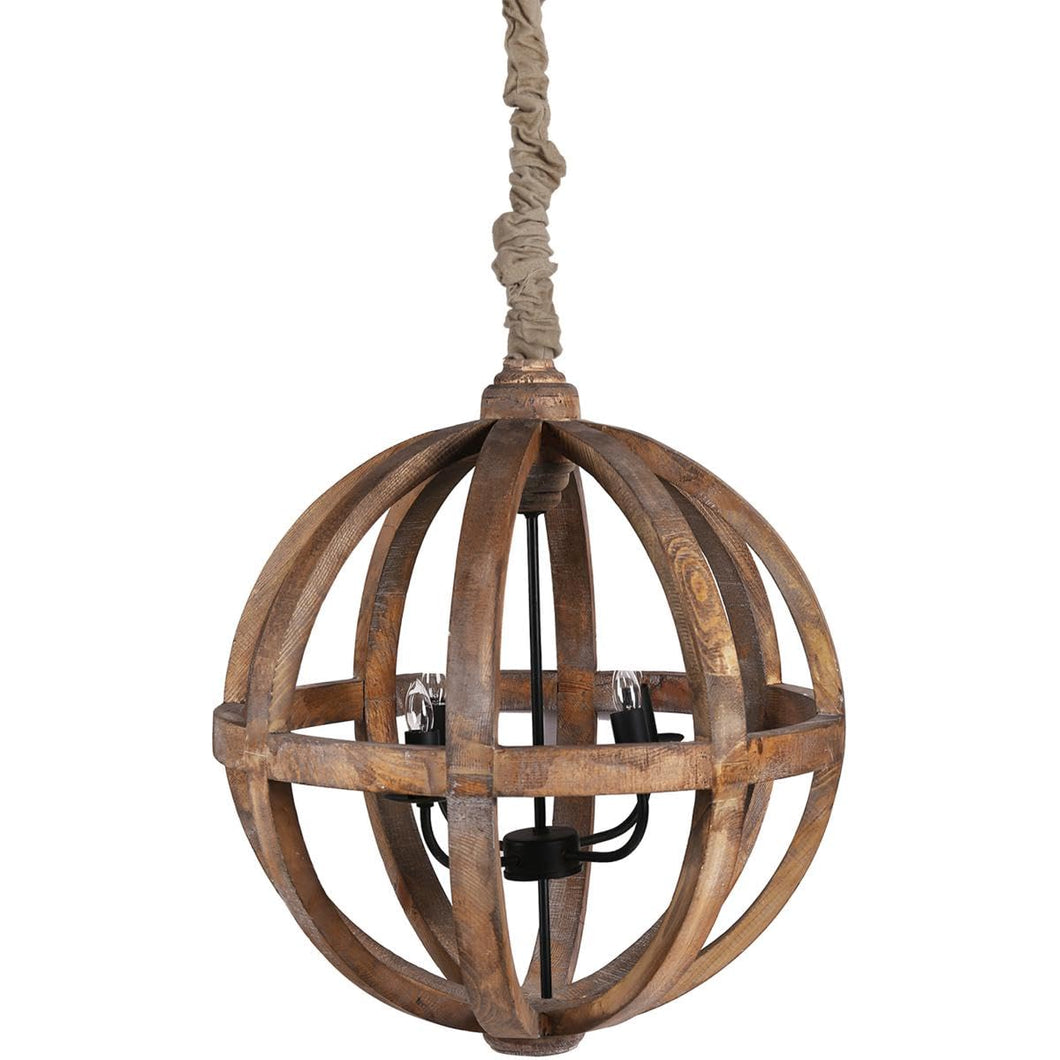 Wood Sphere Chandelier