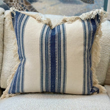 Load image into Gallery viewer, Blue Down Pillow W/Fringe
