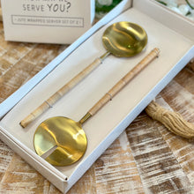 Load image into Gallery viewer, Gold/Jute Salad Servers
