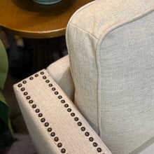 Load image into Gallery viewer, Taupe Nailhead Loveseat
