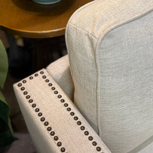 Taupe Nailhead Loveseat