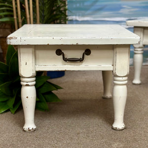Distressed White Side Table