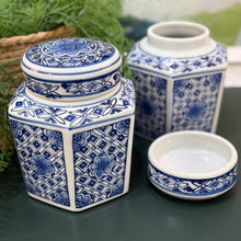 Load image into Gallery viewer, Blue/White Hexagon Jar
