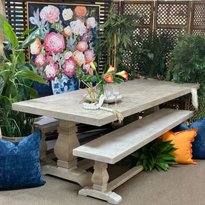 3PC White Washed Dining Set