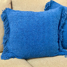Load image into Gallery viewer, Navy Fringe Down Alternative Pillow
