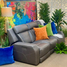 Load image into Gallery viewer, Havertys Grey Leat. Reclining Sofa
