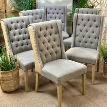 Load image into Gallery viewer, Grey/Tan Tufted Dining Chair
