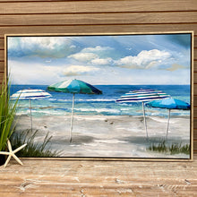 Load image into Gallery viewer, Beach W/Blue Umbrellas Art
