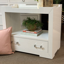 Load image into Gallery viewer, Designer White Lacquer Bedside Table
