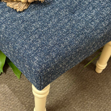Load image into Gallery viewer, Blue Tufted Ottoman
