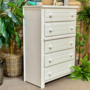 Tall White Slated Dresser