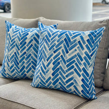 Load image into Gallery viewer, Blue Chevron Outdoor Pillow
