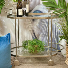 Load image into Gallery viewer, Oval Glass/Metal Bar Cart
