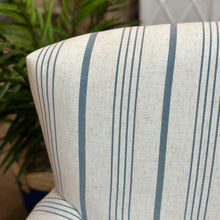Load image into Gallery viewer, Pale Blue Striped Swivel Chair
