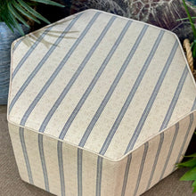 Load image into Gallery viewer, Blue Striped Ottoman
