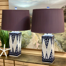 Load image into Gallery viewer, Blue &amp; White Ceramic Lamp
