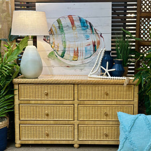 Natural Wicker Dresser W/Mirror
