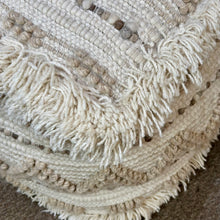 Load image into Gallery viewer, Ivory Fringe Pouf
