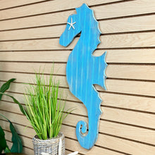 Load image into Gallery viewer, Aqua Wooden Seahorse
