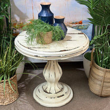 Load image into Gallery viewer, Distressed Ivory Round Accent Table
