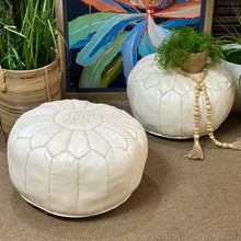 Load image into Gallery viewer, White Leather Pouf
