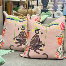 Load image into Gallery viewer, Blush Monkey W/Umbrella Down Pillow
