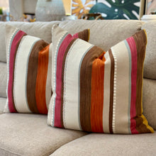 Load image into Gallery viewer, Pink/Orange Stripe Down Pillow
